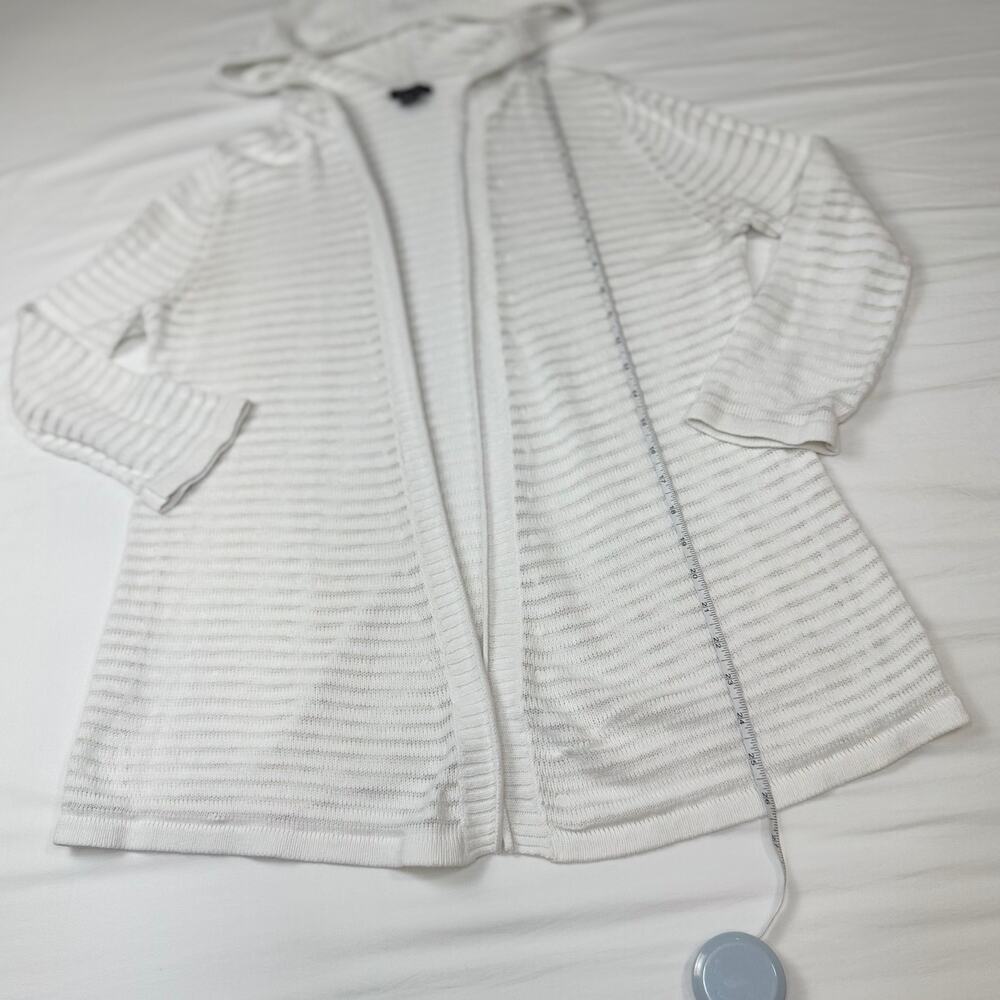 Eddie Bauer Ivory Hooded Open Front Cardigan Women’s Medium Lightweight Knit - Picture 6 of 13